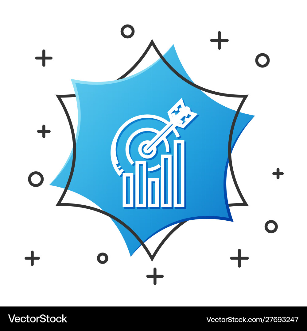 White line target with graph chart icon isolated Vector Image