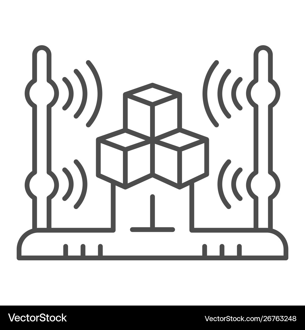 3d scanning system thin line icon cube scan 3d scanning system thin line icon cube scan vector image