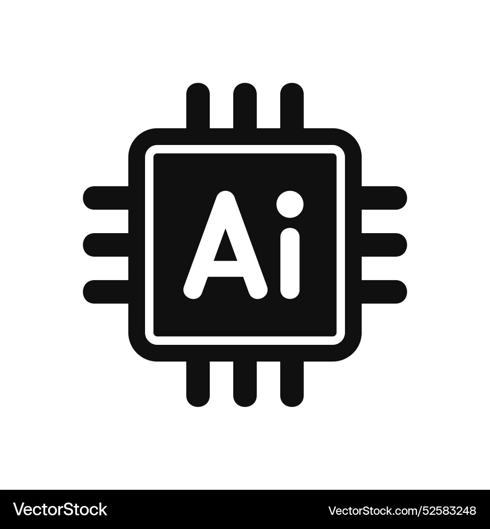 AI Chip Microprocessor Icon vector image