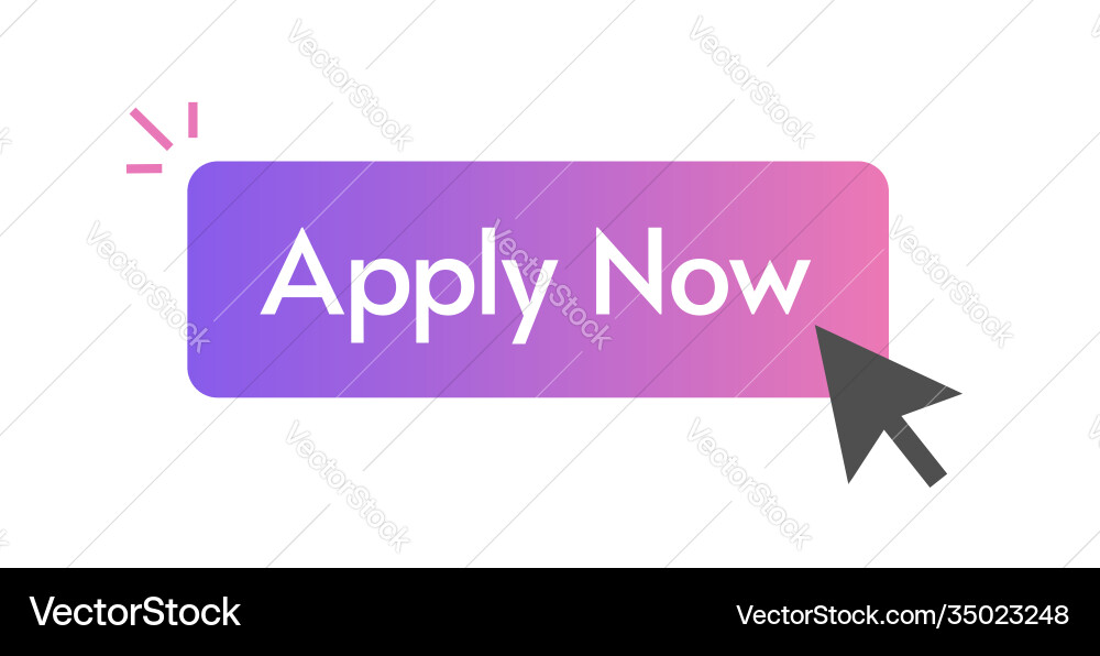 Apply now button click with cursor pointer arrow Vector Image