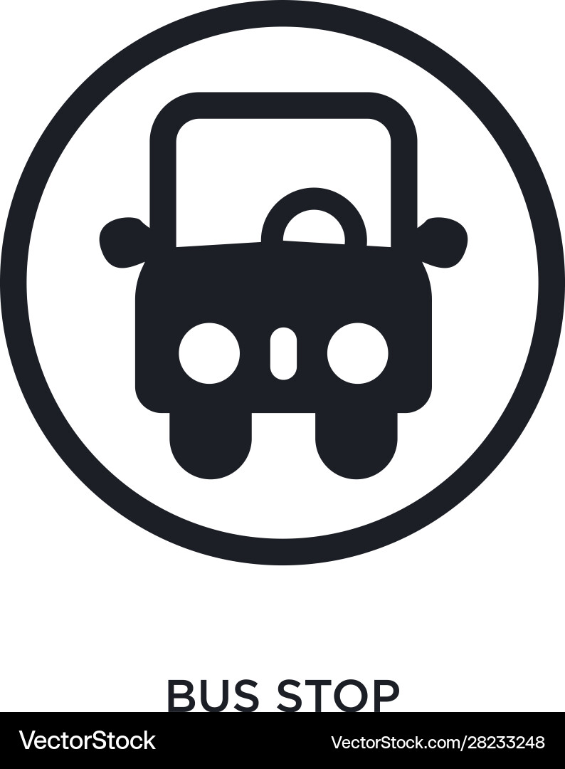 Black bus stop isolated icon simple element from vector image