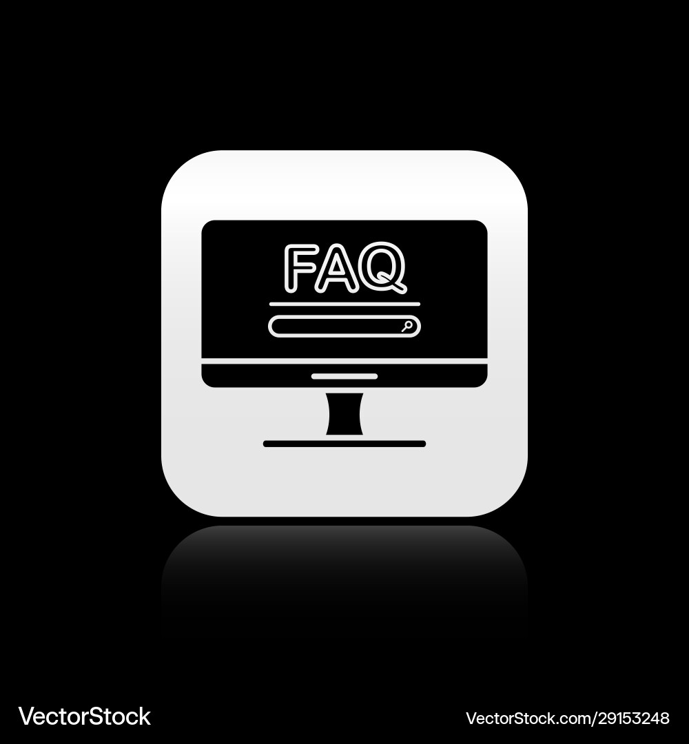 Black computer monitor with text faq information Black computer monitor with text faq information vector image
