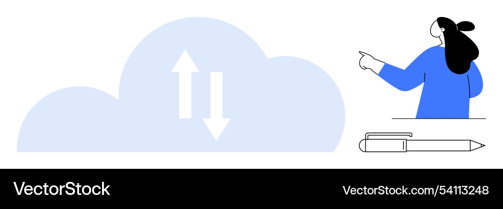 Cloud computing concept with person Cloud computing concept with person Vector Image
