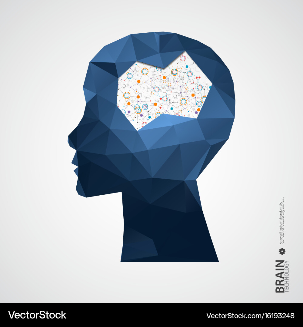 Creative brain concept background with triangular vector image