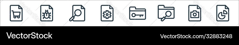 Document and files line icons linear set quality Document and files line icons linear set quality vector image