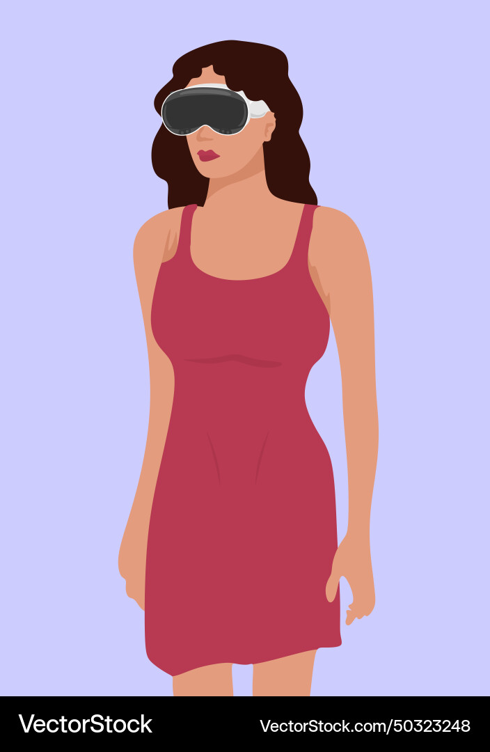 Girl with spatial computing device Vector Image