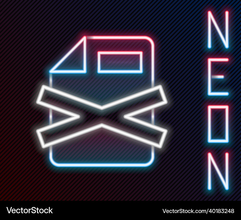 Glowing neon line delete file document icon Glowing neon line delete file document icon Vector Image