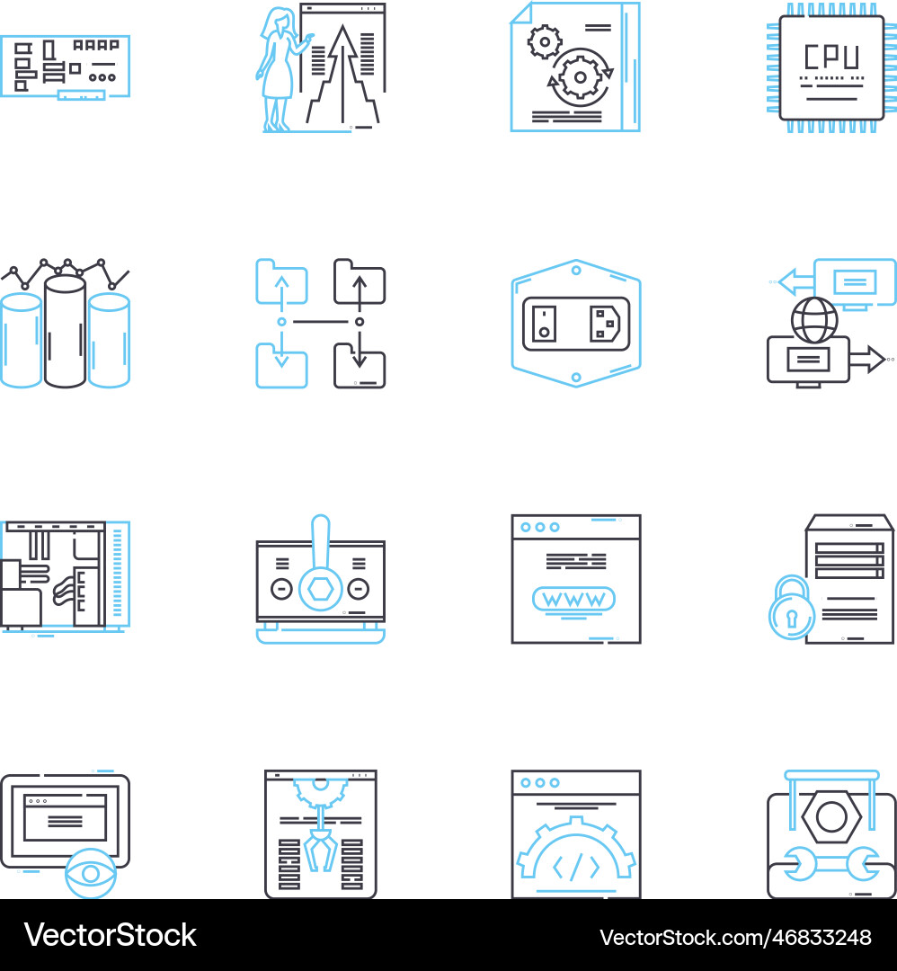 Information systems linear icons set database Information systems linear icons set database Vector Image