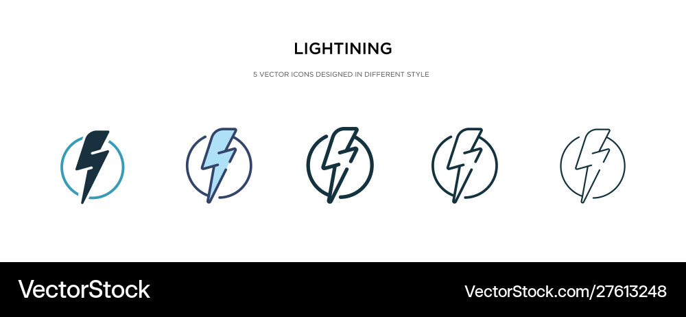 Lightining icon in different style two colored Lightining icon in different style two colored vector image