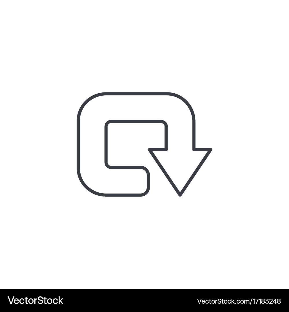 Rotate circle round turn thin line icon linear vector image