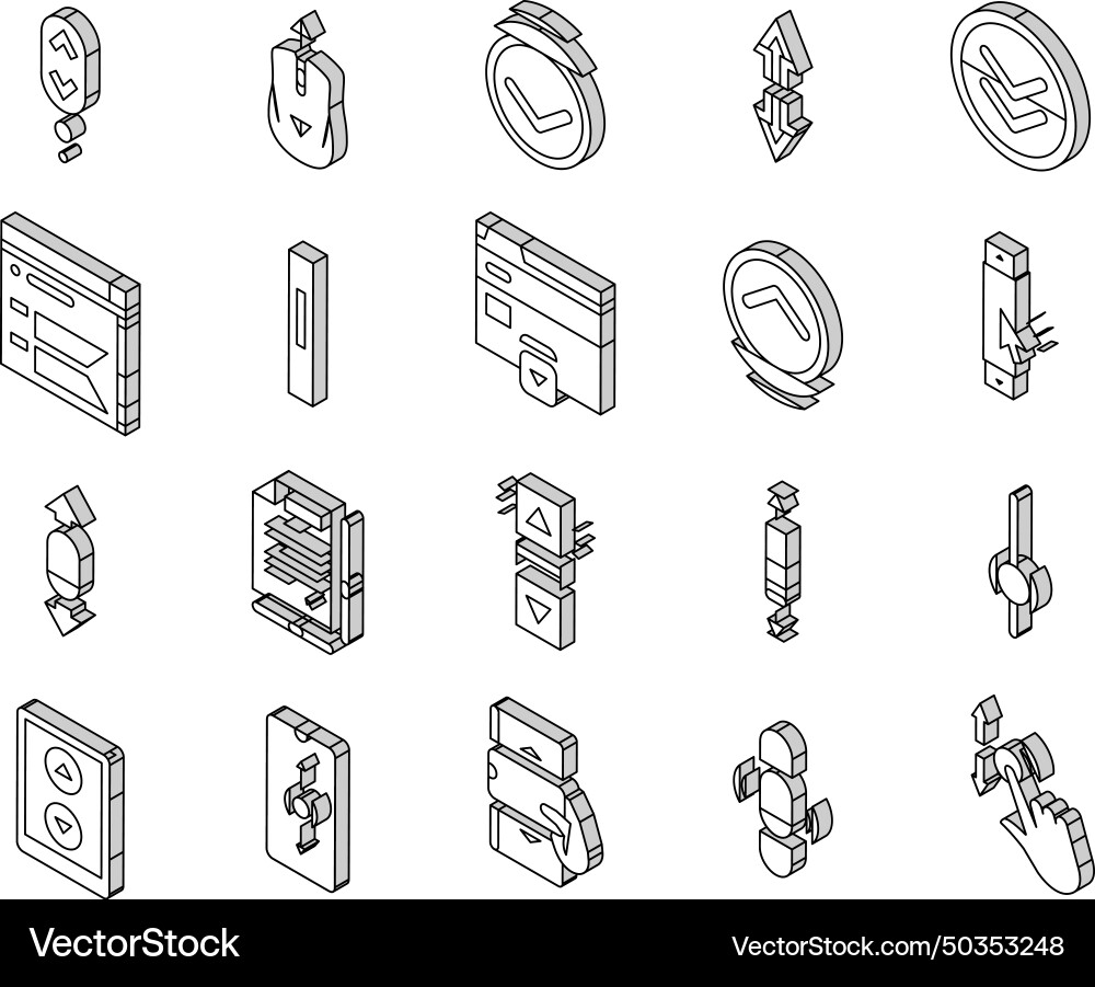 Scroll computer mouse cursor isometric icons set vector image