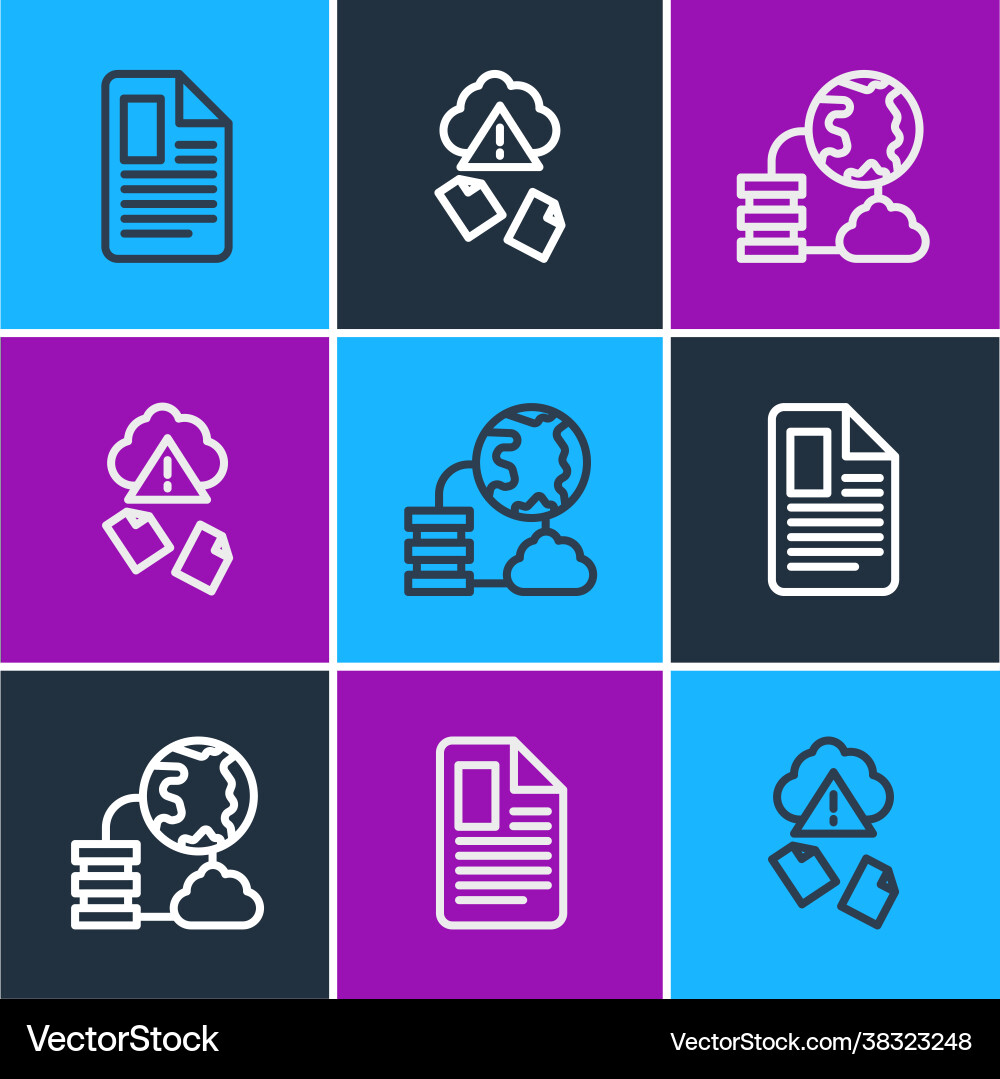 Set line file document network cloud connection Set line file document network cloud connection vector image