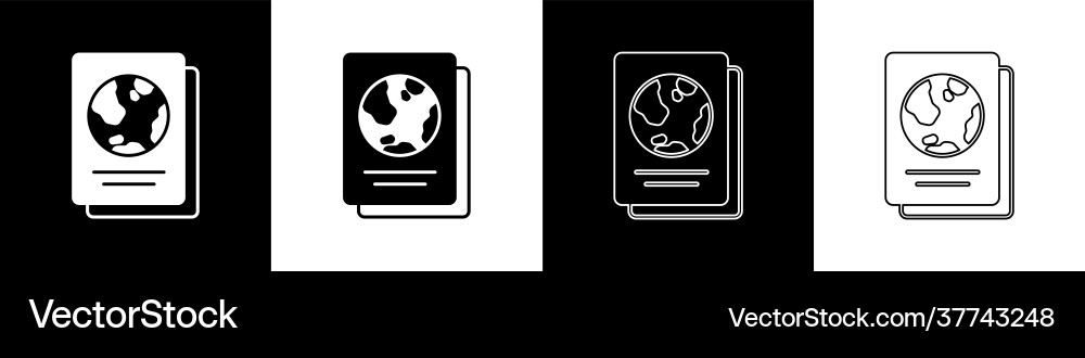 Set passport with biometric data icon isolated Set passport with biometric data icon isolated vector image