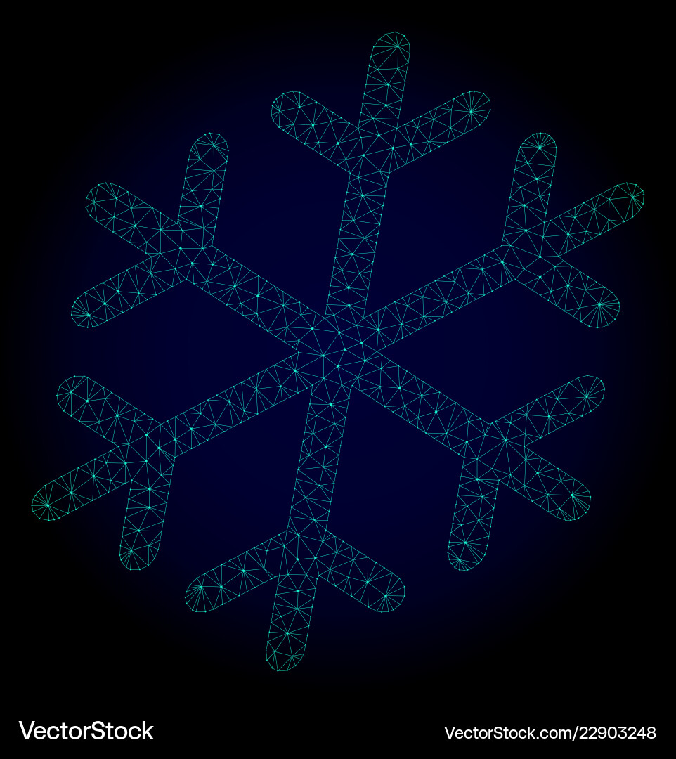 Sheared snowflake polygonal frame mesh Sheared snowflake polygonal frame mesh vector image