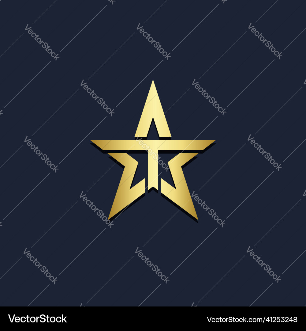 Star t initial gold logo Lizenzfreies Vektorbild