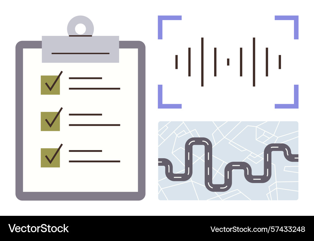 Task checklist soundwave road map and route Task checklist soundwave road map and route vector image