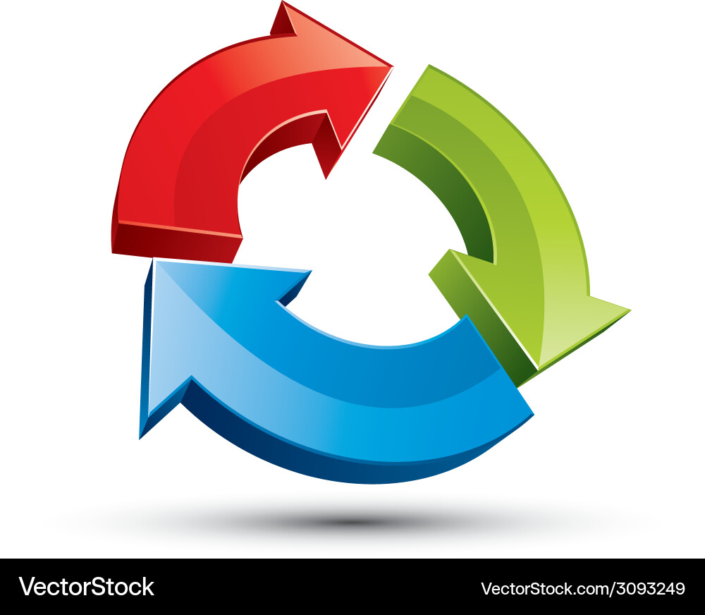 3d loop 3 arrows abstract icon vector image