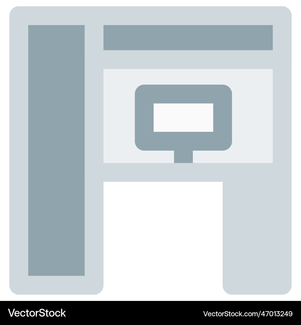 Armoire computer desk setup for working vector image