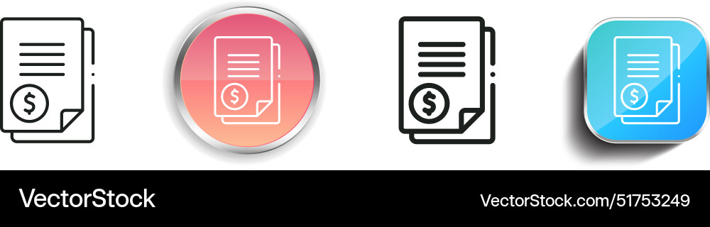 Bills icon thin linear regular and button style vector image