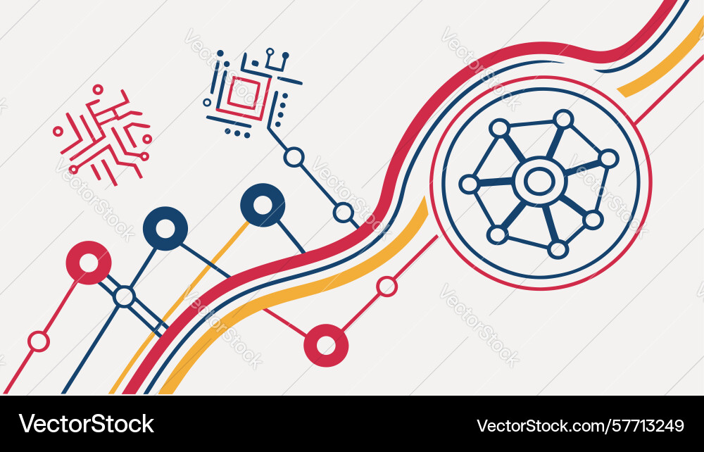 Circuit board data flow technology digital vector image