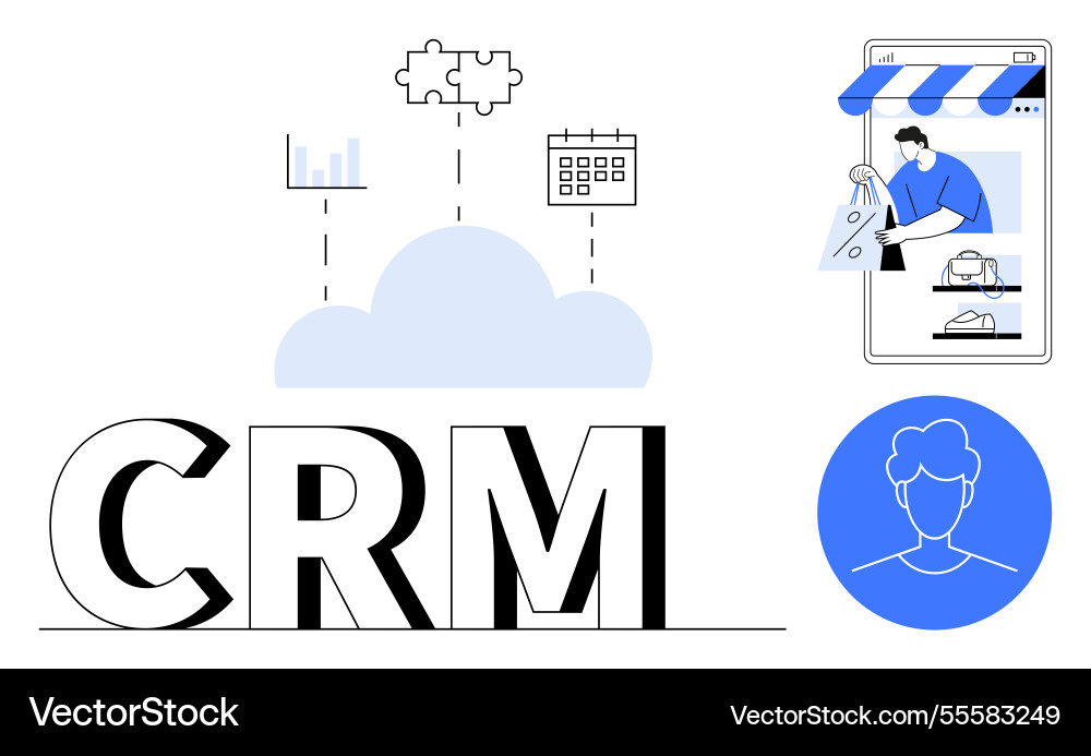 Cloud-based crm system integrating analytics Cloud-based crm system integrating analytics vector image