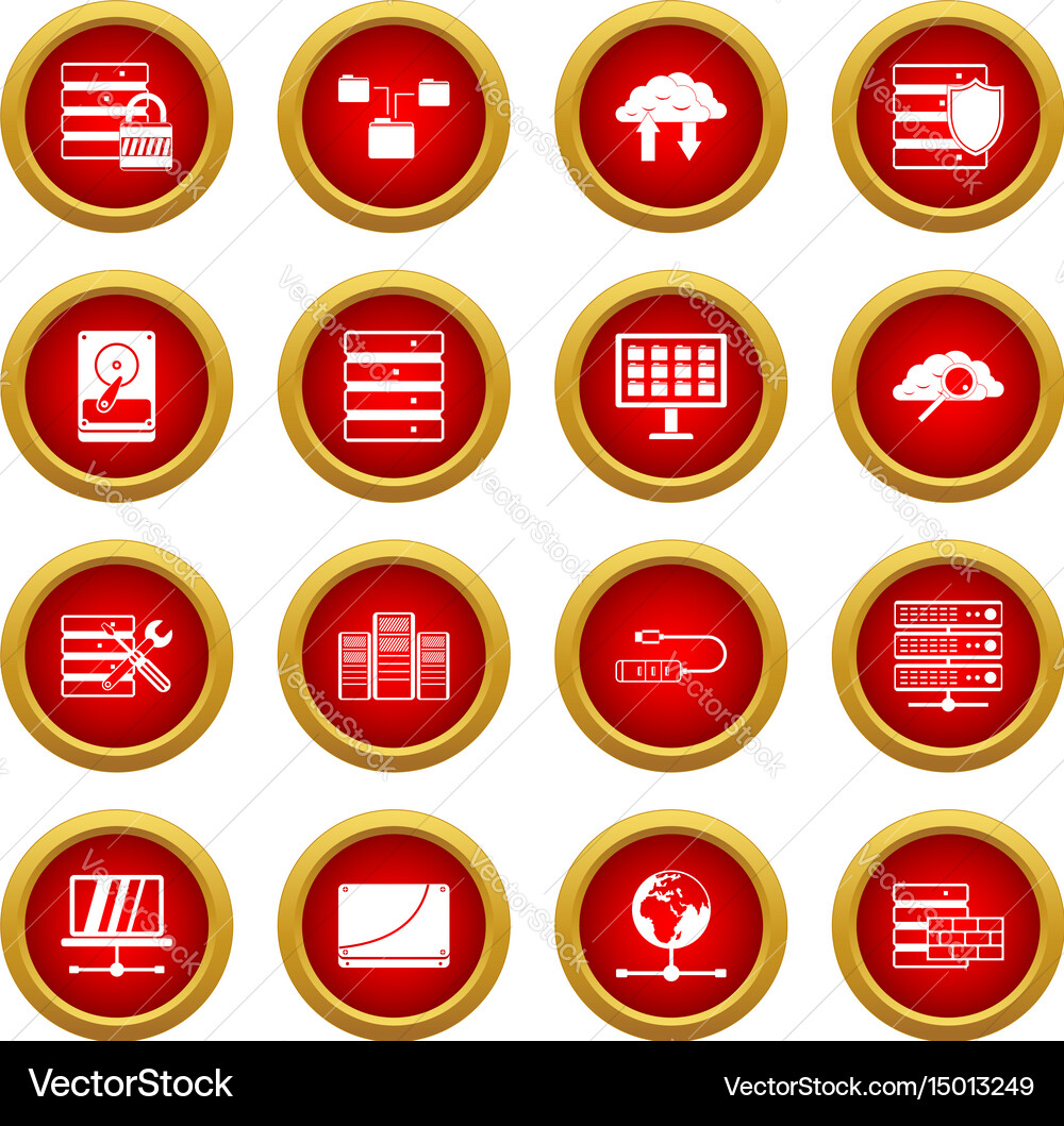 Database icon red circle set vector image