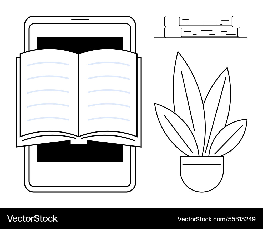 Digital learning with e-books displayed on tablet Vector Image