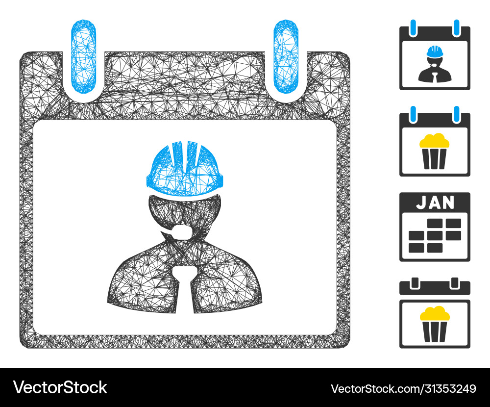 Engineer calendar page web mesh Engineer calendar page web mesh vector image