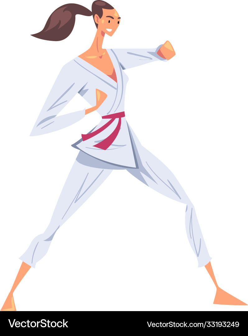 Girl standing in fighting stance female karate Girl standing in fighting stance female karate vector image