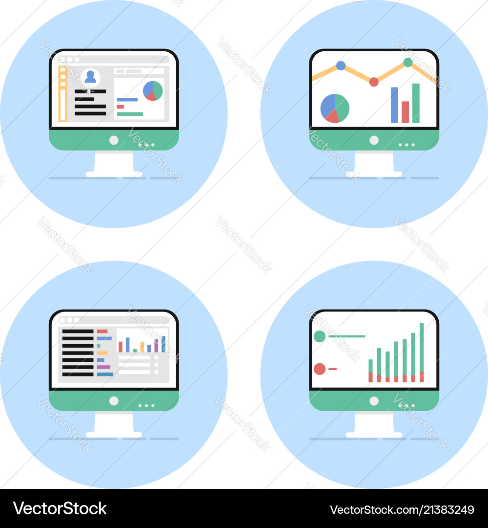 Monitoring of analytics icons Vector Image