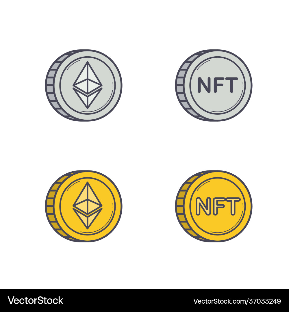 NFT Coins & Ethereum Set – Royalty-Free Vector | VectorStock