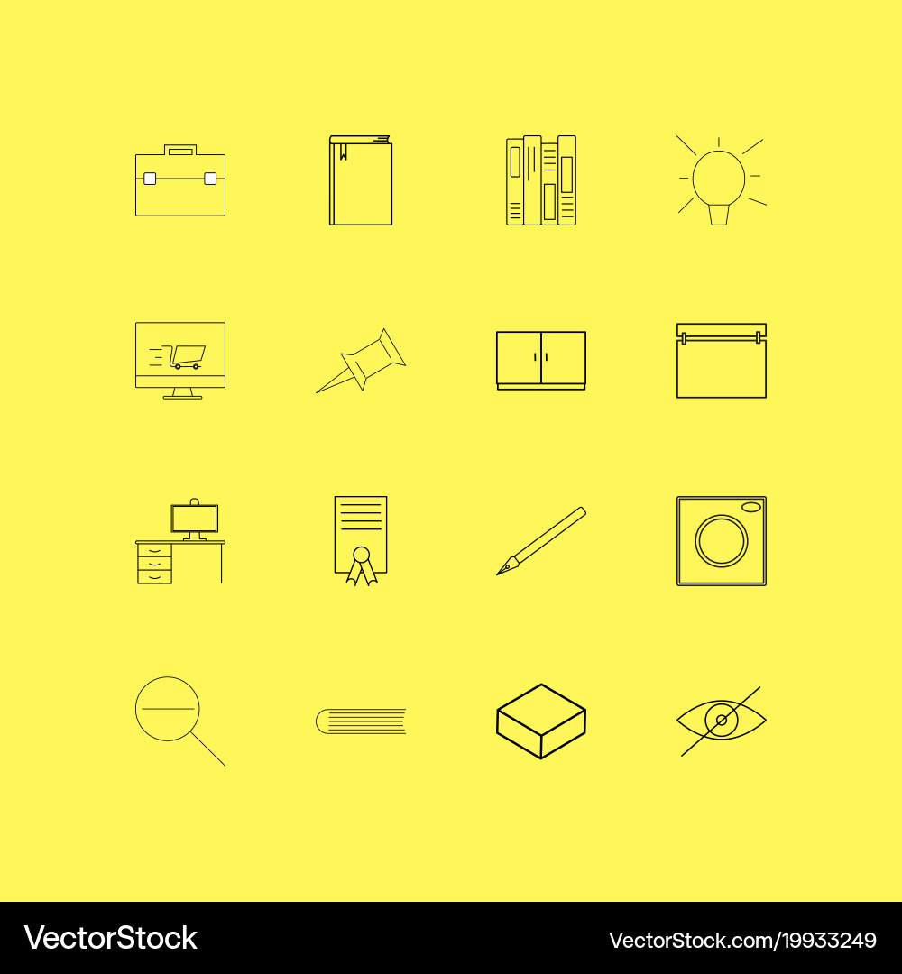 Office linear icon set simple outline icons vector image