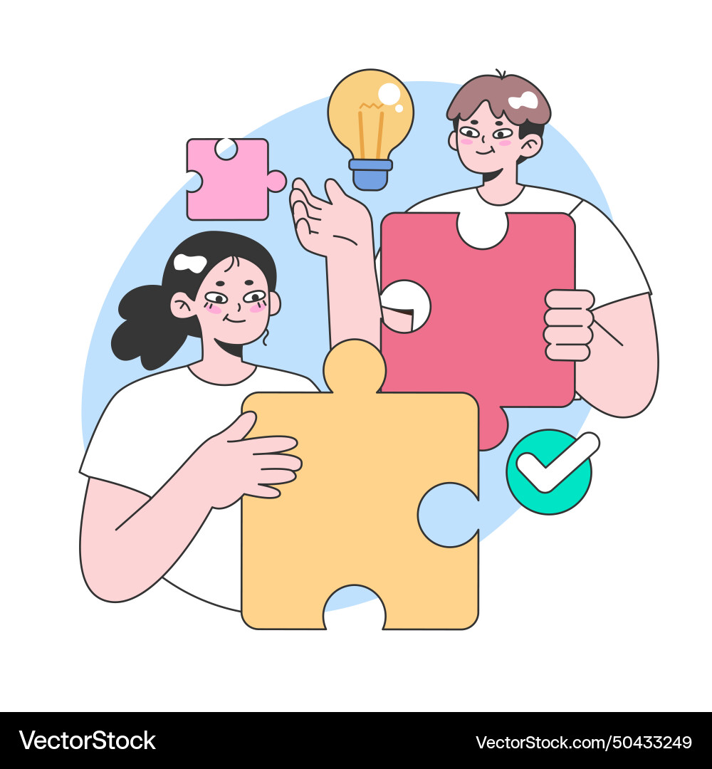 Problem-solving collaboration concept flat Problem-solving collaboration concept flat vector image