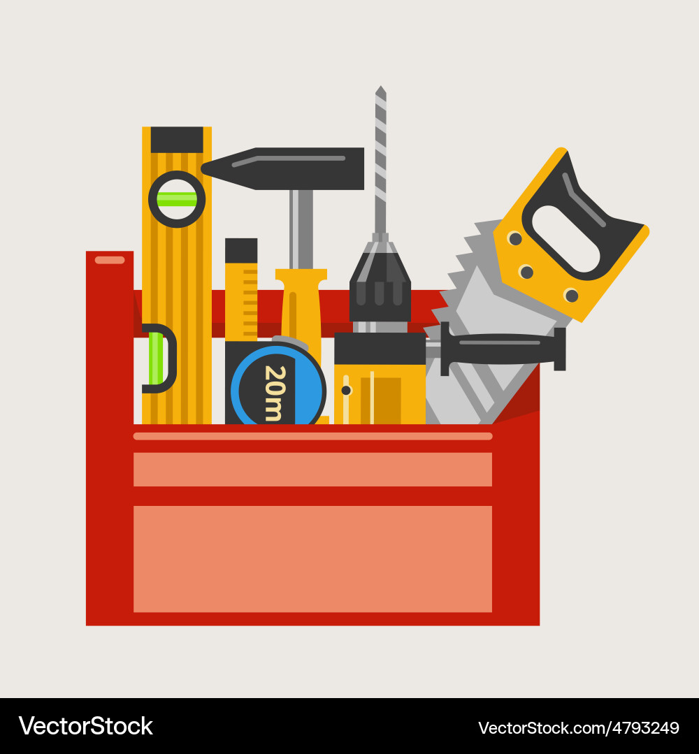 Red Toolbox with Tools vector image