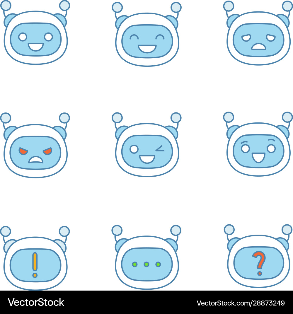 Robot emojis color icons set Robot emojis color icons set vector image