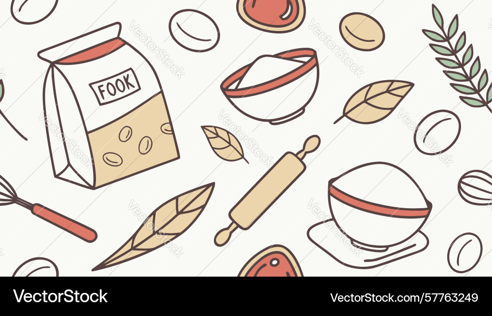 Rustic baking pattern with flour sack and wheat vector image