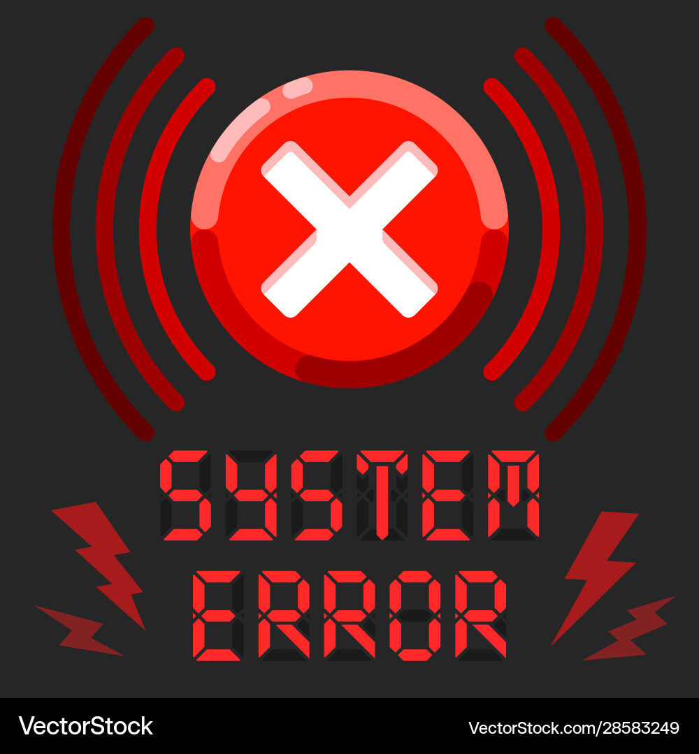 System error alert message with alarm sign vector image