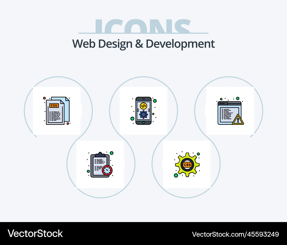 Web design and development line filled icon pack vector image