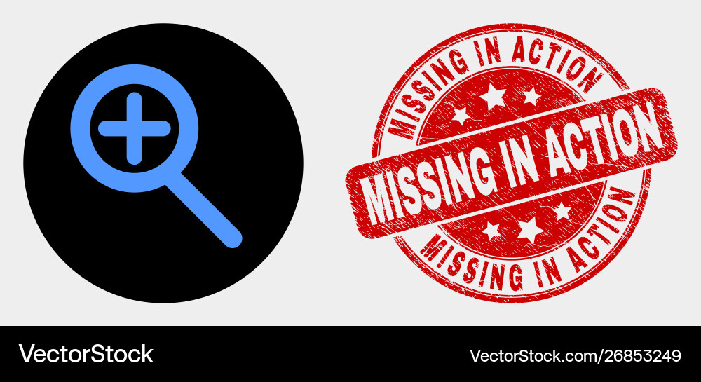 Zoom in icon and distress missing action Zoom in icon and distress missing action Vector Image