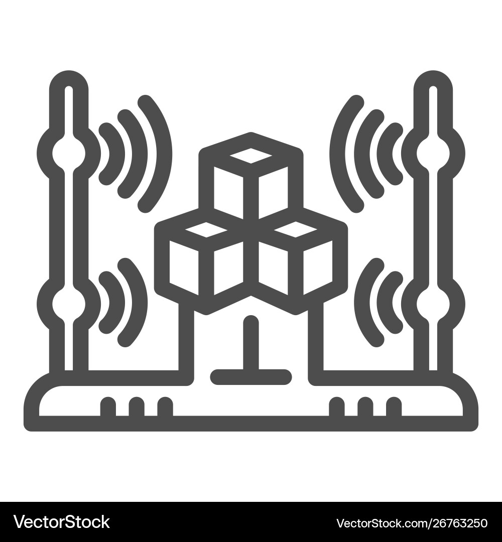 3d scanning system line icon cube scan 3d scanning system line icon cube scan Vector Image