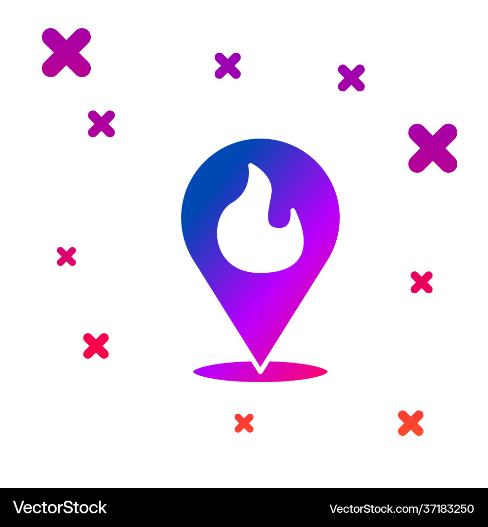 Blue map pointer with fire flame icon isolated Blue map pointer with fire flame icon isolated vector image