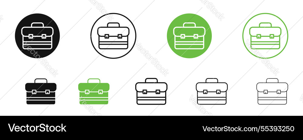 Briefcase icons in black and green colors Briefcase icons in black and green colors vector image