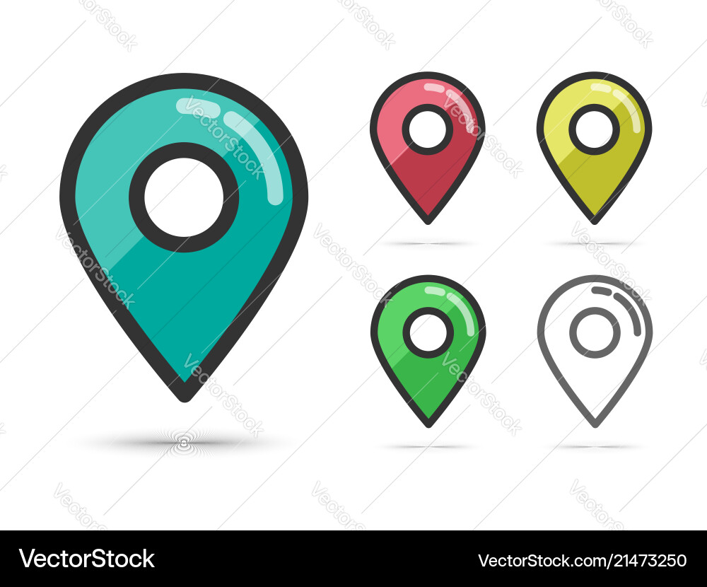 Colored Pin Pointers - Location Icons vector image