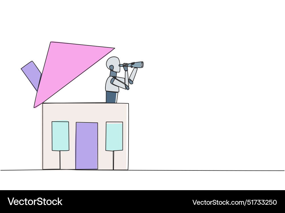 Continuous one line drawing a smart robot emerges Continuous one line drawing a smart robot emerges Vector Image