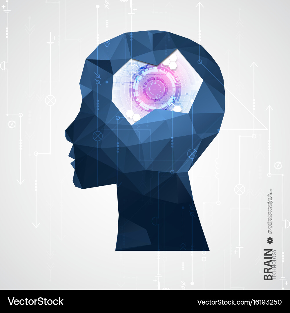 Creative brain concept background with triangular Vector Image