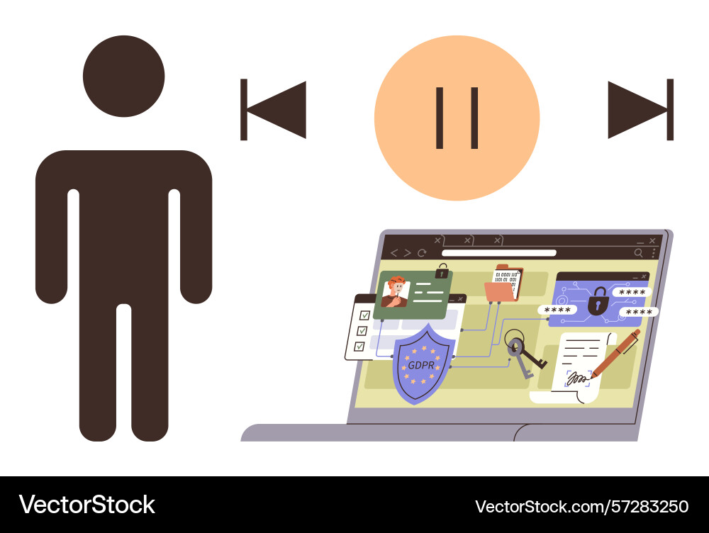 Data privacy and security concept with user Data privacy and security concept with user vector image