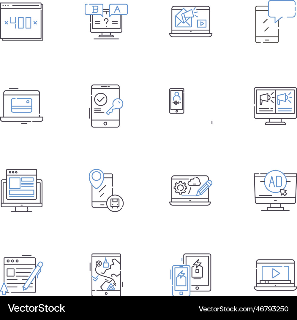 Data representation line icons collection graphs Data representation line icons collection graphs vector image