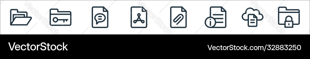 Document and files line icons linear set quality Document and files line icons linear set quality vector image