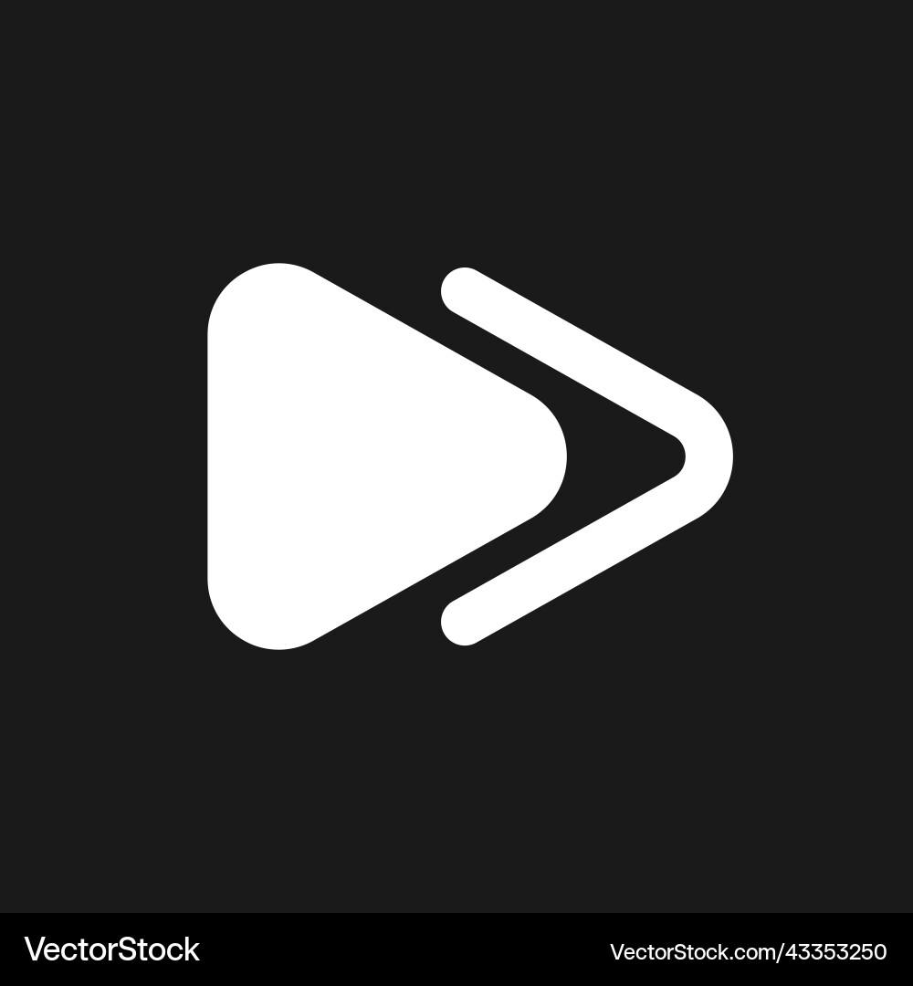 Fast forward button dark mode glyph ui icon Fast forward button dark mode glyph ui icon vector image