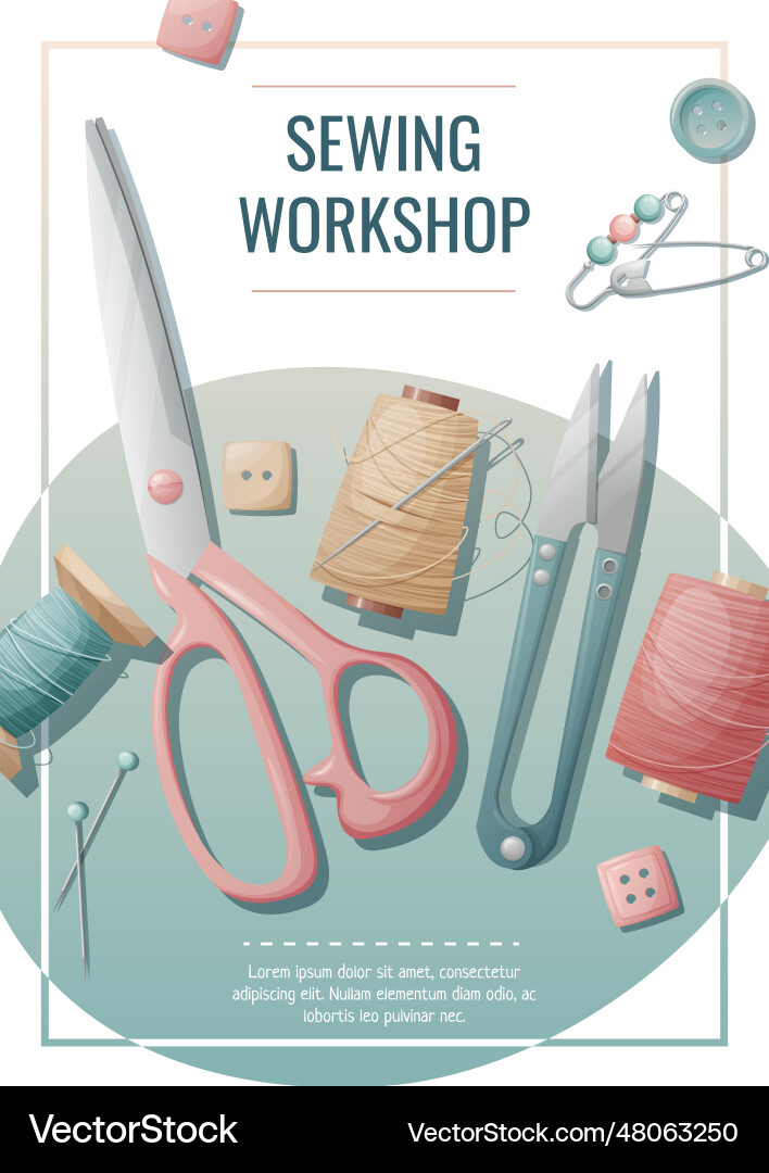 Flyer template for sewing atelier workshop poster Flyer template for sewing atelier workshop poster vector image